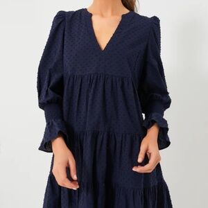 NWT Tuckernuck Pomander Place Swiss Dot Kenzo Dress - XS, Navy, Cotton